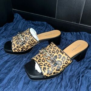 Nordstrom Leopard Print Mules with Chain Detail